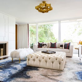 Portfolio: Houston 1950's home renovation with large windows overlooking Buffalo Bayou