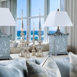 A blue color scheme was used to integrate the ocean into this design.