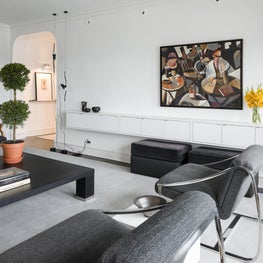 Lake Shore Drive Residence No. 1 Living Room with Vintage Brueton Chairs.