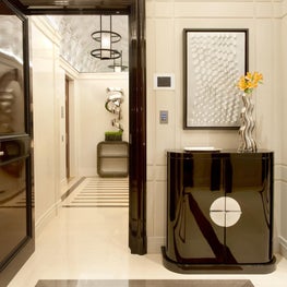 Park Avenue Apartment, Elegant Elevator Entryway, High Gloss, Black and White