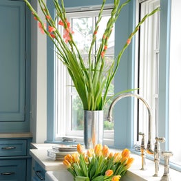 American Kitchen with Blue Walls