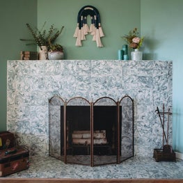 Windsor Hills House - Abstract Concrete Tiled Fireplace