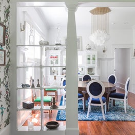 Living Room view through original built in millwork 