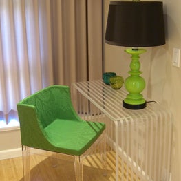 Bedroom Desk, Striped Lucite Consol Table