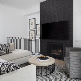16th Avenue Residence, Great Room with custom fireplace surround in black 