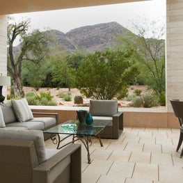 One of the many outdoor seating areas at this home in Paradise Valley, Arizona. Featured in Architectural Digest.