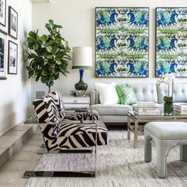 Palm Springs Living Room with Vintage Fabric Panels