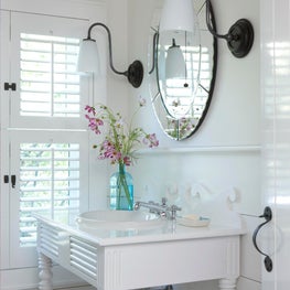 Bathroom with Custom Vanity at Chappaquiddick, Martha's Vineyard