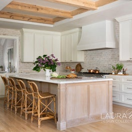 We love how the oak beams create give warmth, texture, and dimension to this provincial countryside kitchen.