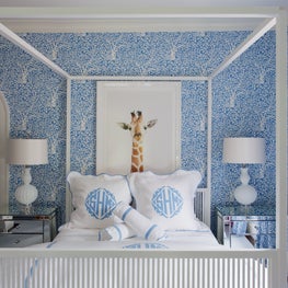 Historic Chestnut Hill Kid's Bedroom with Four Poster Bed & Monogrammed Bedding