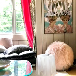 Midcentury Lustron house with modern decor inspired by the space age.