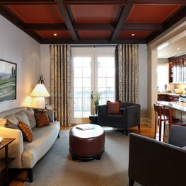Family Room with coffered ceiling in Washington, DC rowhouse