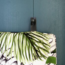 Coconut Grove Miami Master Bedroom with Custom Fabric Headboard