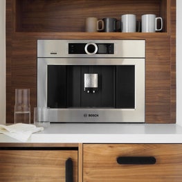 Mission Contemporary Primary Bathroom Built-in Coffee Cabinet