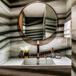 Zebrino marble powder room awakens the senses