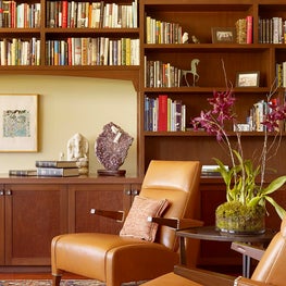 Portola Valley, CA - Home Office: Ted Boerner seating, quilted mahogany millwork