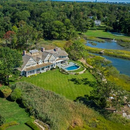 New England Shingle Style Residence Aerial 