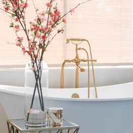 Portfolio: Striking bathroom with gold and white accents