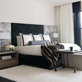 Portfolio: Chic black and white bedroom with glamorous accents