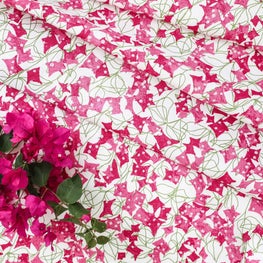PALM ORLEANS | BOUGAINVILLEA FÊTE HAND SCREEN PRINTED ON LINEN COTTON IN OOH LA LA