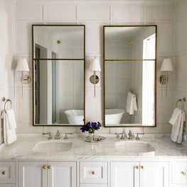 Clean white modern farmhouse bathroom