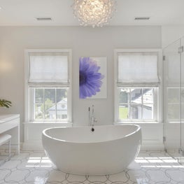 Modern white bath with freestanding tub