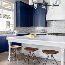 Portfolio: Blue and white kitchen with wood accents