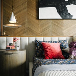 Hudson River View Apartment - Master Bedroom with Custom Bed & Headboard