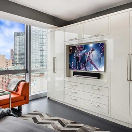 Custom millwork with a high gloss lacquer finish