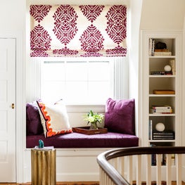 Purple hair on hide bench with fabric shade- SCS Design- Sophia Shibles