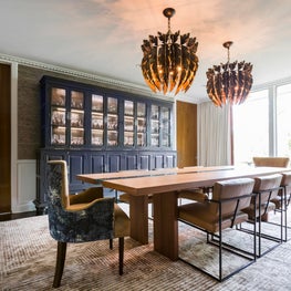 Portfolio: 1950s Dining room remodel with an antique china hutch refinished with blue stain