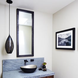 Powder Room with Moroccan Pendant Light