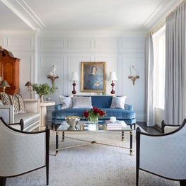 Traditional sitting room in pale color palette