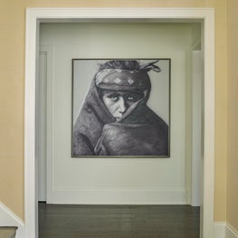 Entryway with dramatic art