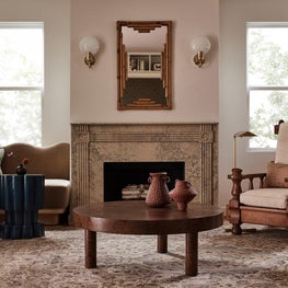 Custom Corner Built-in sofa and Vintage Wooden Chair