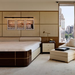 Neutral Penthouse Master Bedroom with Custom Oversized Bed
