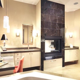 Contemporary Bath with fireplace