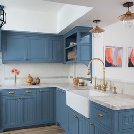 Small Space Kitchen Design with Hand Made Tile and Brass Accents