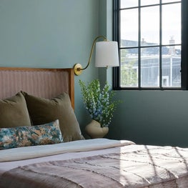 Blue Color Drenched Primary Bedroom