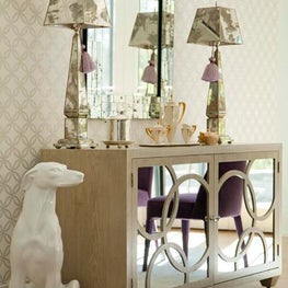 Dining Room Sideboard/Buffet with Tall Lamps and Mirror