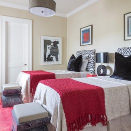 New Orleans Uptown Guest Bedroom with custom Thibaut twin headboards    