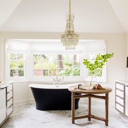 Seattle. Master Bath with Afriba side table by Christian Astuguevielle. 