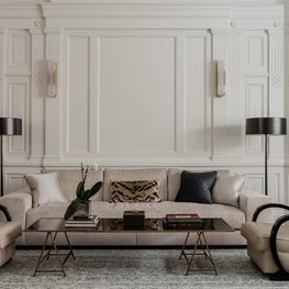 Beacon Hill Living Room with Custom Holly Hunt Couch 