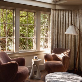 Hillsborough Craftsman Estate, Master Sitting with vintage Vladimir Kagan chairs