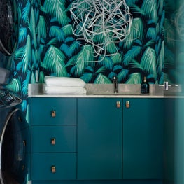 Portfolio: Abstract Laundry Room with Blue Wallcovering