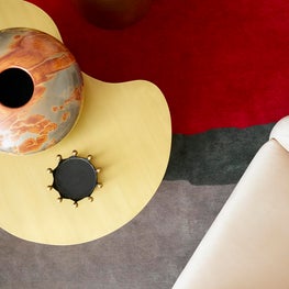 Rothko Inspired Rug + Amorphic Brass Cocktail Tables