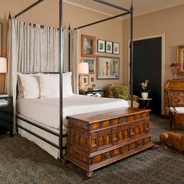 Bedroom collection created from a blend of antique and contemporary pieces. 
