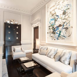 Park Avenue Apartment, White, Elegant Grand Room with Modern Art & Furniture
