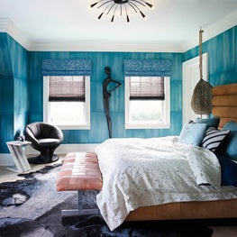 Southampton Residence, Guest Bedroom Featuring Cannon Bullock Wall Covering