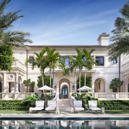 A view of the main house, flanked by projected loggias.